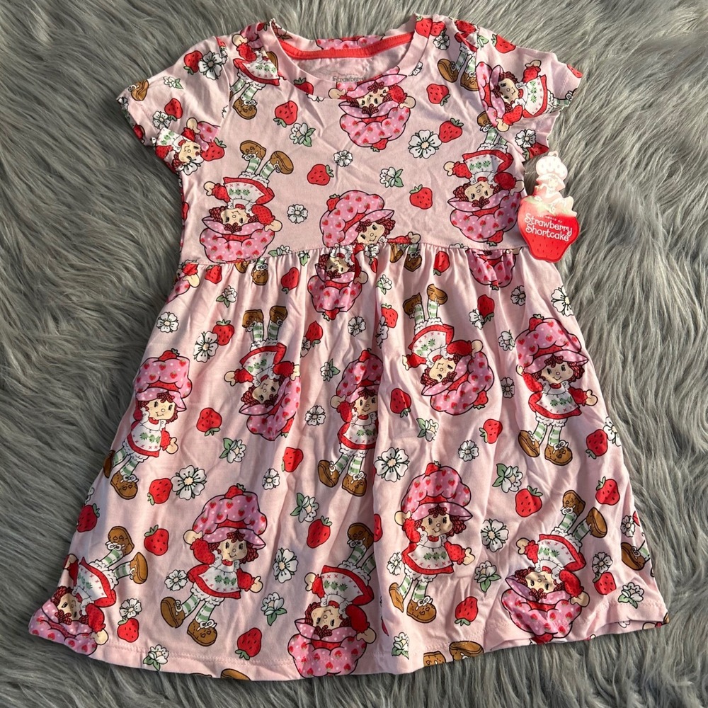 The World Of Strawberry Shortcake Dress Toddler Girl's Size 5T Pink Short Sleeve